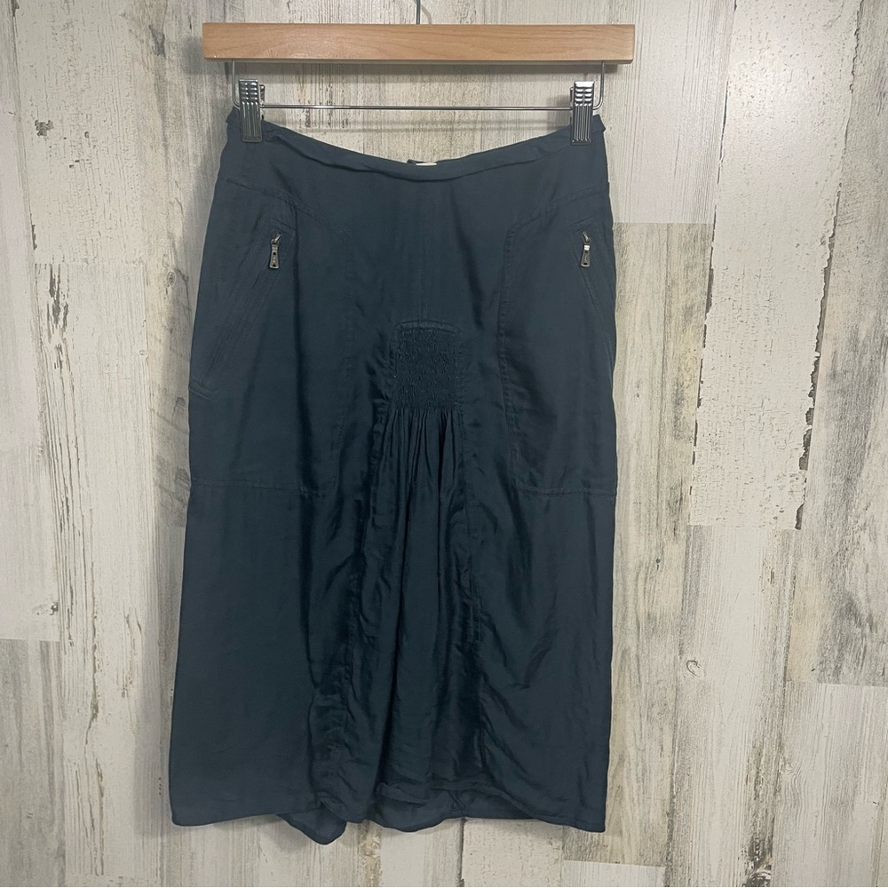 YSL Yves St Laurent Vintage Blue Ruched Skirt Zipper Skirt size 38 ESTIMATED